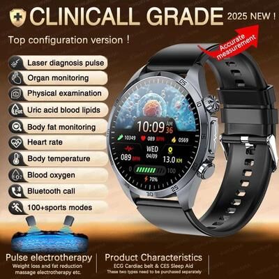 Uplifted Finds 2026 Pulse Elite ECG+PPG Smartwatch   Metabolic Health & Body Fat Tracker   Executive Uric Acid & Blood Lipid System black