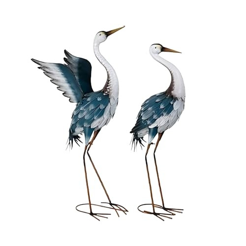 Relaxdays Tuindecoratie Reiger Set, 2-delig, Meerkleurig, Metaal