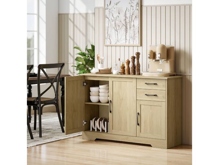 HOMCOM Buffet Moderne 3 Portes 2 Tiroirs Étagère Réglable