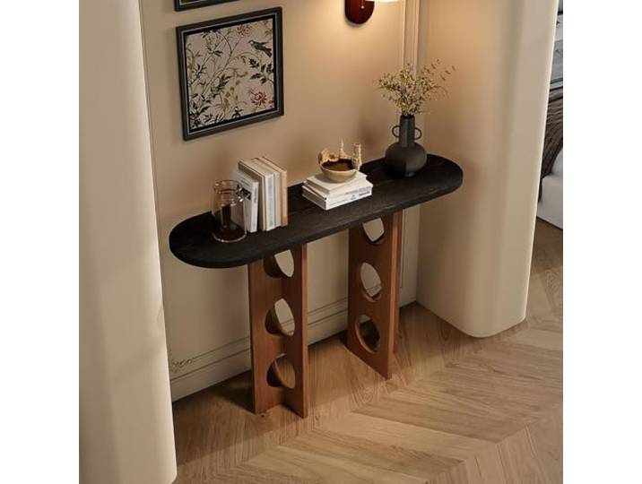 KAFHGEIN Konsolentisch Schmal aus Massivholz mit Einfacher Montage Konsolentisch aus Massivholz mit schmalem Design und einfacher Montage für Flur, Eingangsbereich, Foyer und Wohnzimmer