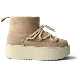 Inuikii für Damen. 1001.006.0012 Lederstiefel Classic Low Platform beige (38), 3 bis 5 cm, Schnürsenkel, Lässig