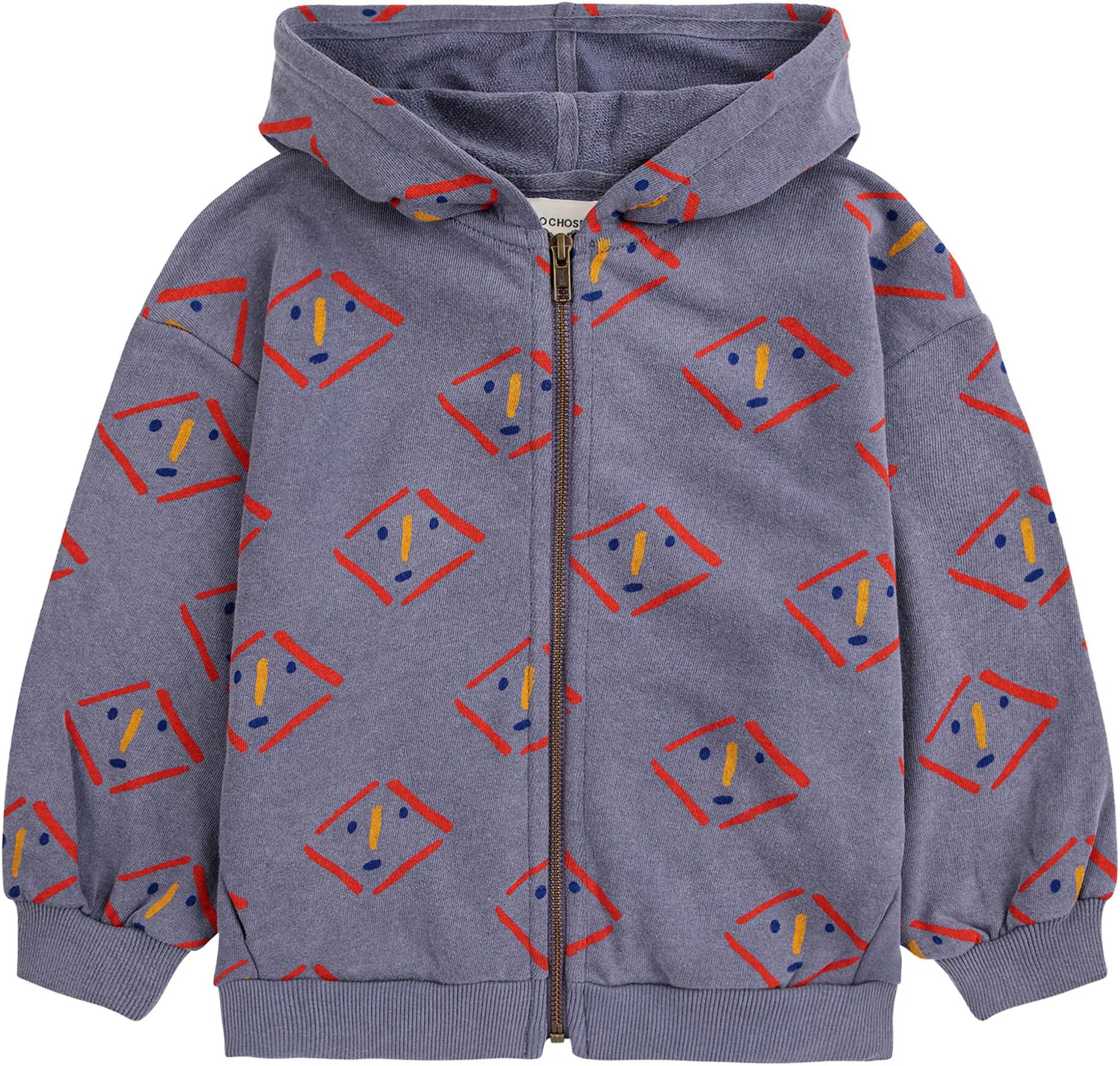 Bobo Choses Sweat Zippé Coton Bio Visages Gris anthracite 4/5 ans