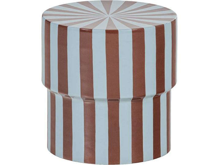 WOOOD Olia Bijzettafel - Metaal - Hoogglans Strepen Bruin/Blauw