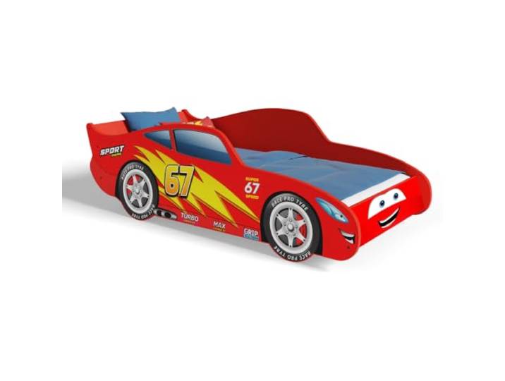 KOBI Bett in Autoform, 140 x 70 cm, Rot, Cars