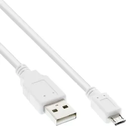InLine Micro-USB 2.0 Kabel, USB-A Stecker an Micro-B Stecker, weiß, 1,5m