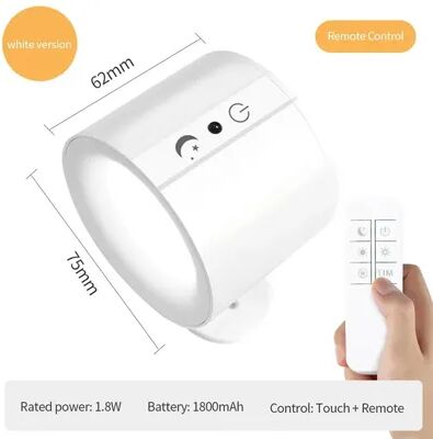 Friendly Fresh Finds Rechargeable Wall Lamp With Magnetic LED Spotlight, 360 Rotation & Remote Control white
