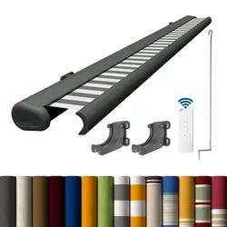 Vollkassettenmarkise Eclipse Premium 4,5x3m - Gehäusefarbe Basaltgrau (ähnlich RAL 7012), Markisentuchfarbe: Kieselfarbe