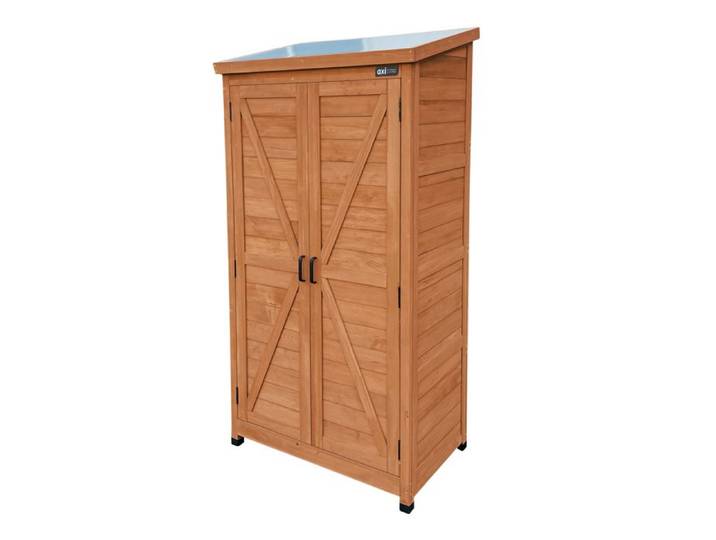 AXI Hugo Armoire de jardin en bois marron caffé Armoire Exterieur Armoire à outils pour le jardin avec 3 étagères fixes / Meuble