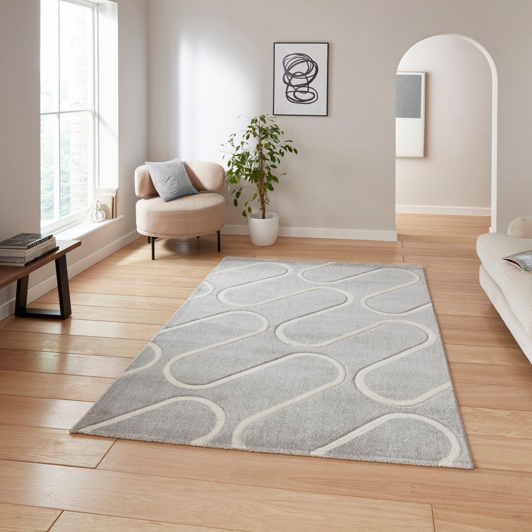 Catherine Lansfield Geometric Shapes Area Rug Grey Rectangle 80 x 150 cm
