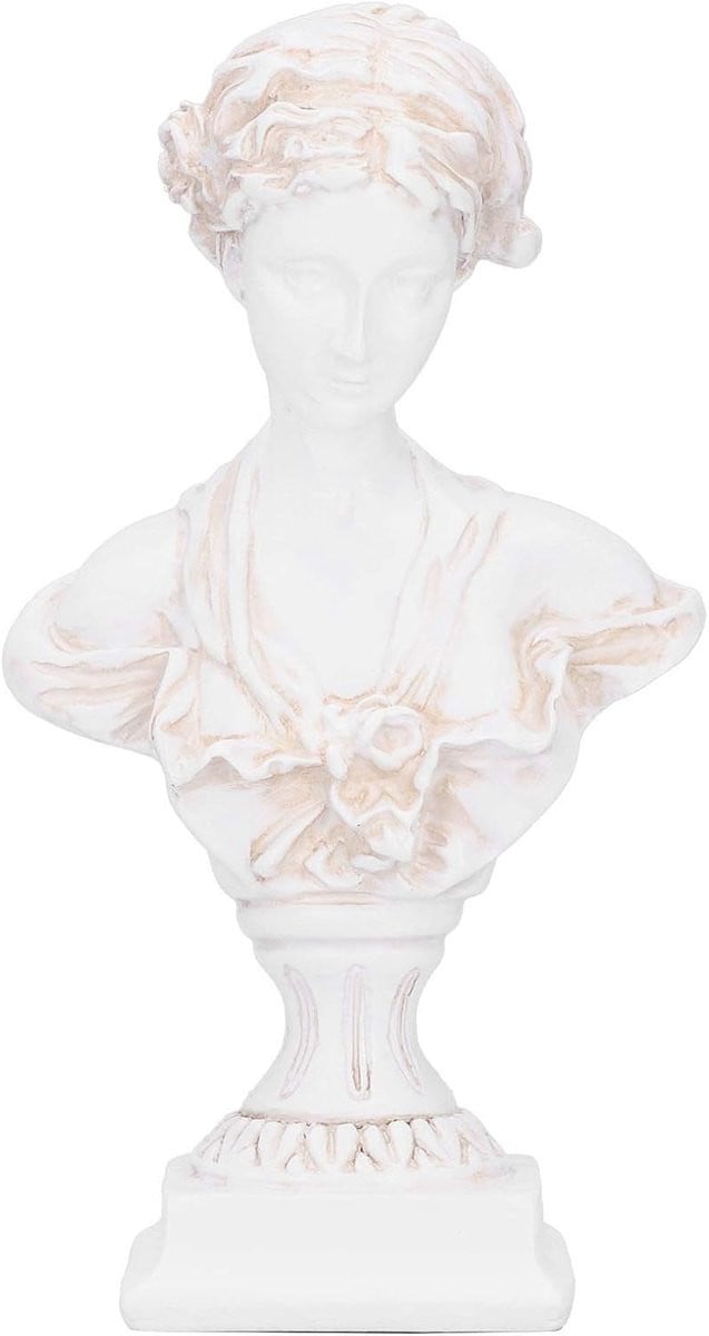 Retro Griekse Godin Buste Beeld, Witte Hars Sculptuur voor Thuisdecoratie en Koffietafel, Europese Stijl Decoratie