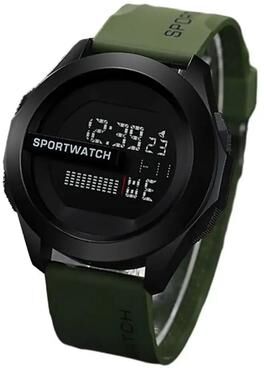 Inspire Curations Men Waterproof LED Digital Sports Watch With Alarm & Fitness Functions pitch Green