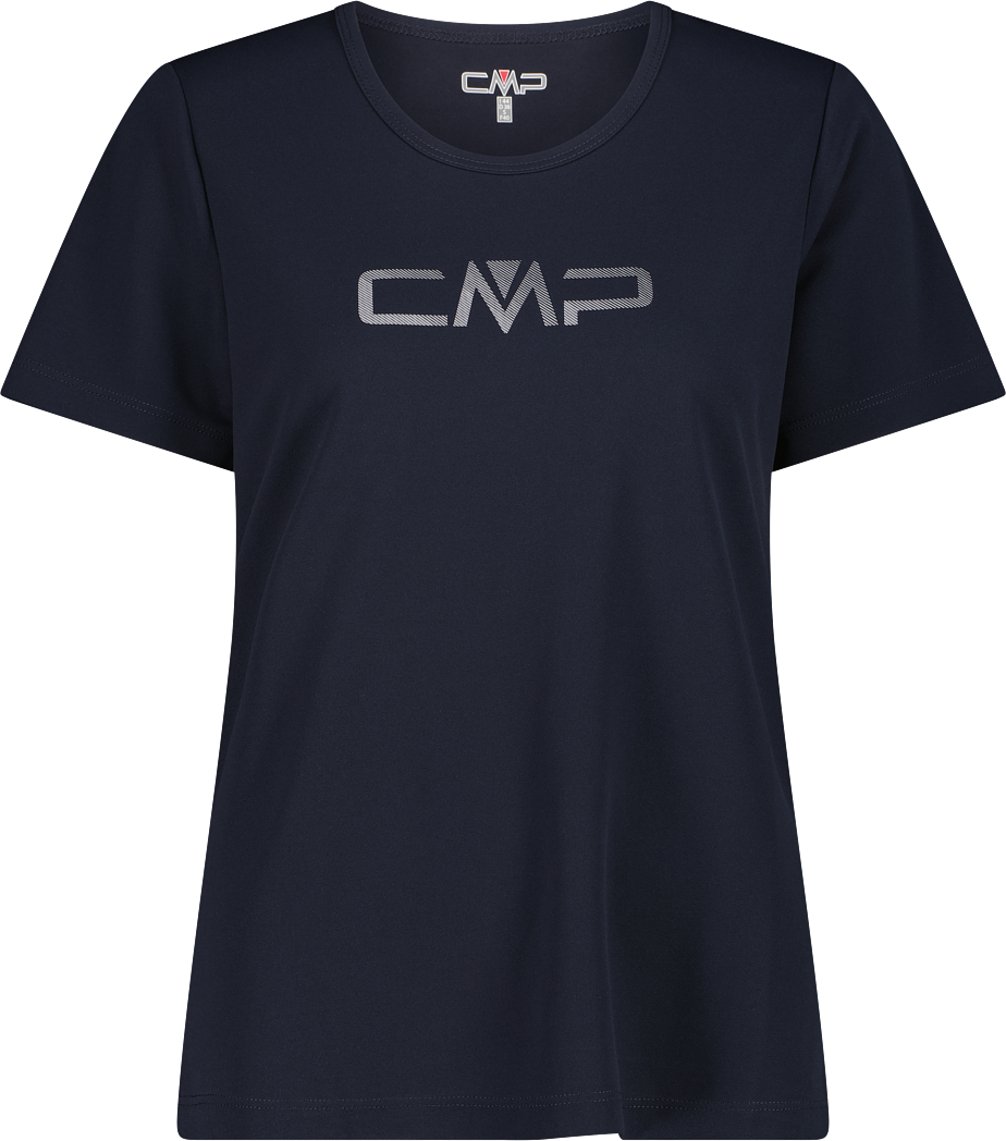 Funktionsshirt CMP "WOMAN CO T-SHIRT", Damen, Gr. 38, blau (b. blau, ghia), Single Jersey, Obermaterial: 100% Polyester, normal, Rundhals, eingesetzt eingefasste Kante, Shirts Funktionsshirt, für Erwachsene, mit sportlichem Stil, Kurzarm, gerader Abschlus