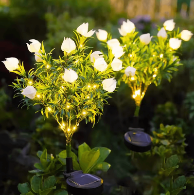 Inspire Curations Solar Gardenia Flower Light Warm White Outdoor Garden Stake Lamp warm White white