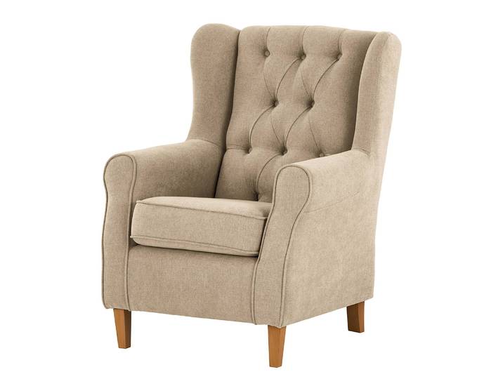 Ohrensessel Beige Webstoff Scara 78 x 102 x 85cm