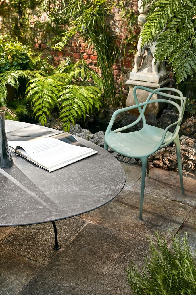 Kartell Glossy Outdoor Tisch (weiß lackiert / Feinsteinzeug weiß) weiß lackiert / Feinsteinzeug weiß