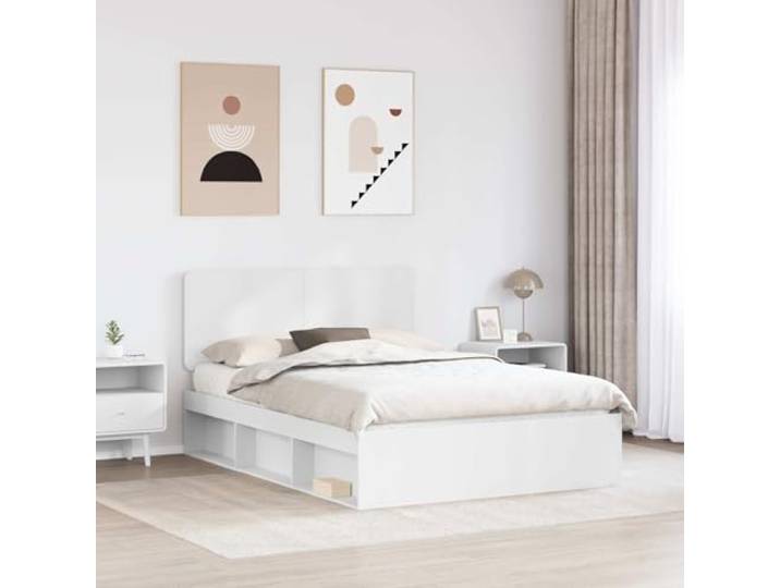 KTHLBRH Bettgestell, weiß, 150 x 200 cm, Kiefer massiv Modernes rechteckiges Design, robuster Rahmen, geeignet für jedes Zimmer