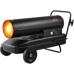 VEVOR 50 kW Heizkanone, Dieselheizer, Torpedo-Raumheizer mit Rädern und einstellbarer Temperatur, Dieselheizgebläse für Baustelle/Garage/Lager/Werkstattbau/Außenheizung, Schwarz