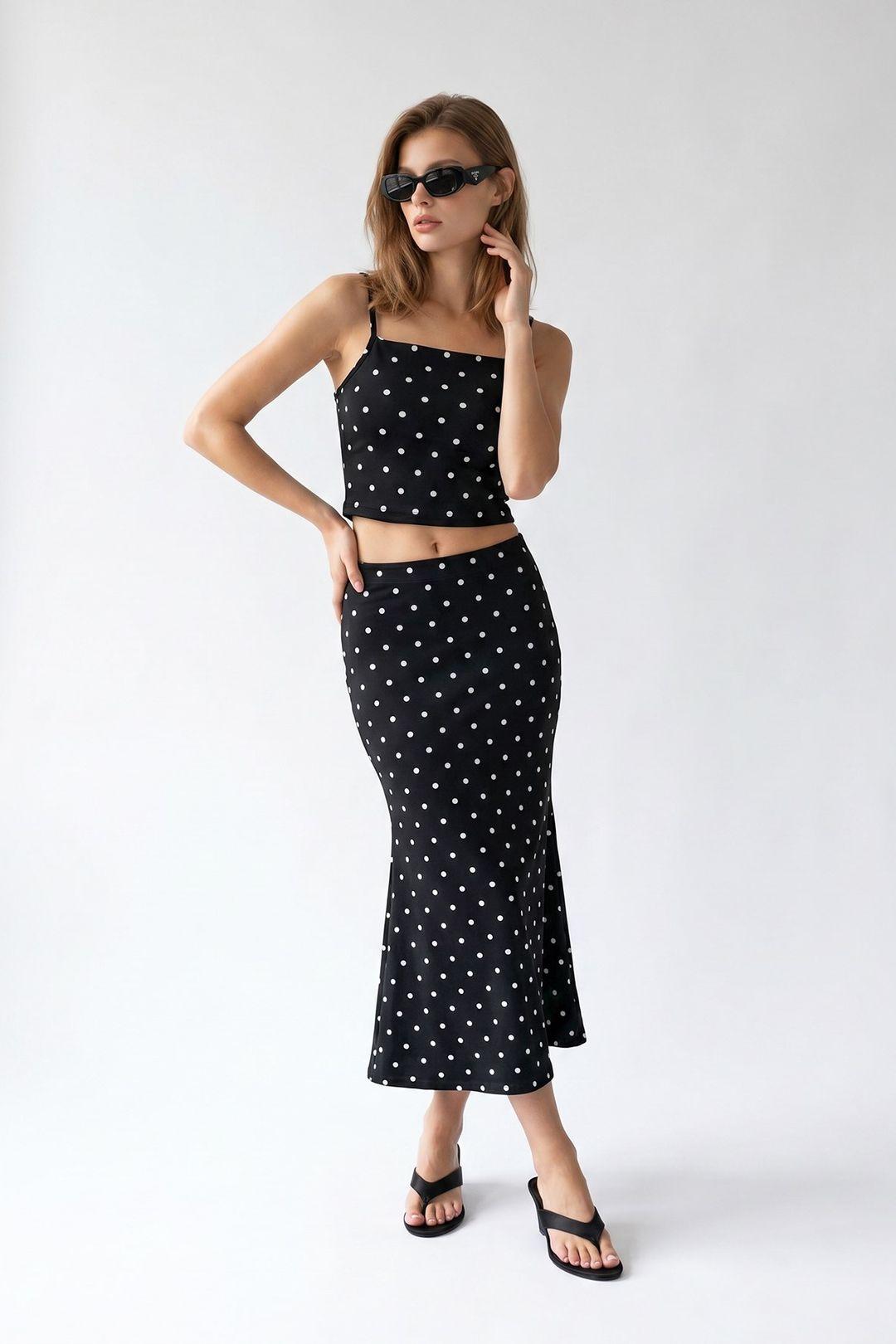 Damen Hochtailliertes Polka Dot Zweiteiliges Set