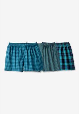 Men's Big & Tall Woven Boxers 3-Pack by KingSize in Navy Teal Pack (Size XL)