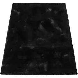KADIMA DESIGN Hochflor Teppich Shaggy Unifarben Schlafzimmer schmutzabweisend Schwarz Läufer 80x150 | 100% Polyester | Florhöhe: 35 mm | pflegeleicht