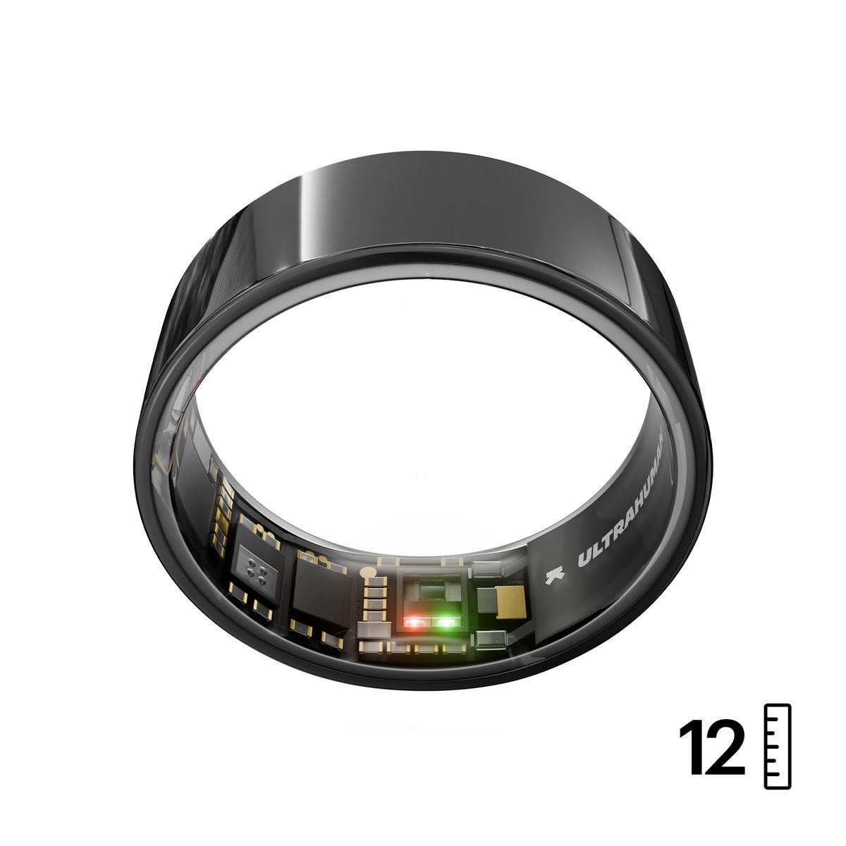 ULTRAHUMAN Ring Air - Smart Ring für Frauen und Männer - Schlaf -und Fitness Tracking Wearable - Herzfrequenz - Smartring Aster Black Größe 12