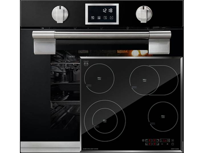 Kaiser Küchengeräte Backofen-Set Herd Set Autark Einbau Backofen, Pyrolyse Backofen, 11 Funktionen, 60 cm mit High Light Glaskeramik Kochfeld 60cm Schwarz glas Facettenschliff-Kanten EH 6338 s+KCT 6115 F, mit 1-fach-Teleskopauszug, Pyrolytische Selbstreinigung