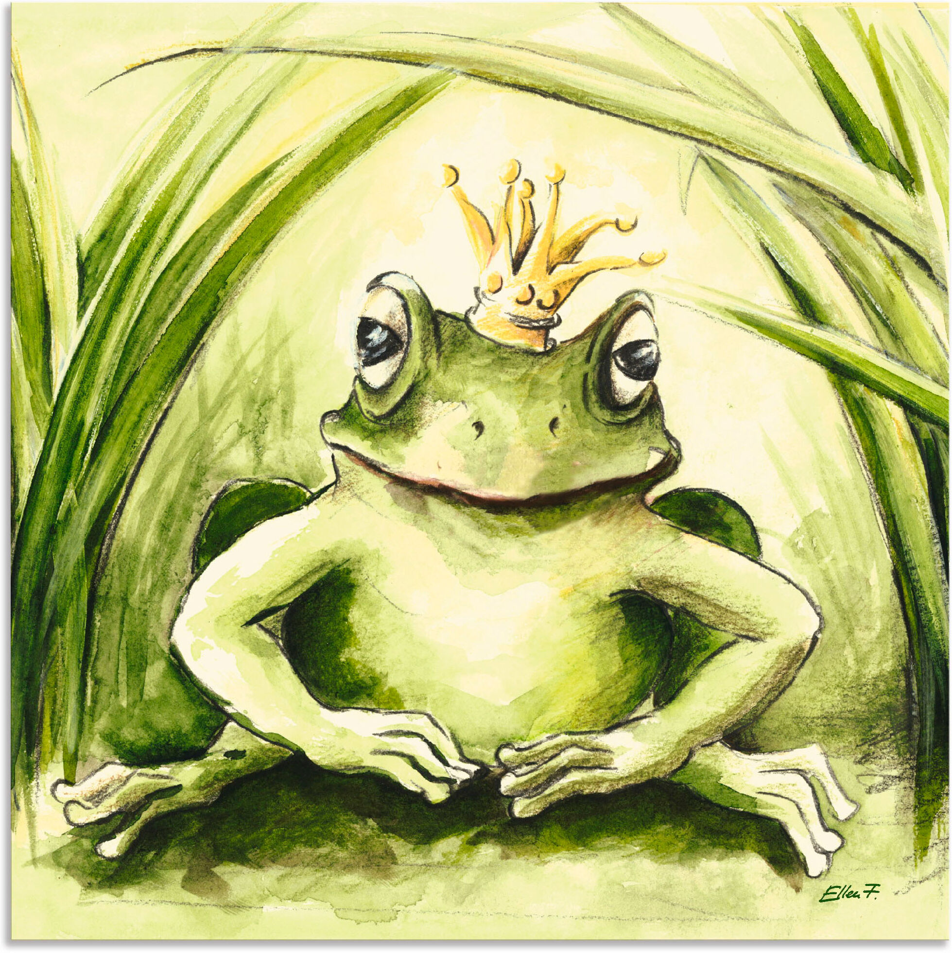Wandbild ARTLAND "Kleiner Frosch", grün (farbe bild(er): grün), B:30cm H:30cm, Bilder, Wandbild, als Alubild, Leinwandbild in verschied. Grössen farbe bild(er): grün B/H/T: 30cm x 30cm, Alu-Dibond-Druck Geschichten & Märchen, 1 Stk.