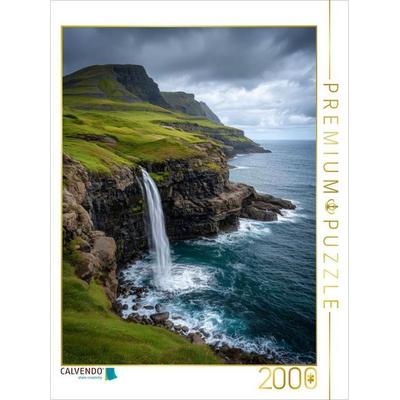 CALVENDO Puzzle Färöer - Múlafossur Wasserfall | 2000 Teile Lege-Größe 90x67cm Foto-Puzzle für glückliche Stunden, von , Calvendo Puzzle