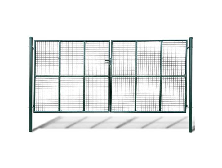 vidaXL Maschen-Gartentor 400/200 Cm, Grün, Metall, 250 cm, Gartenzubehör