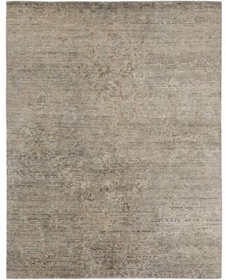 KALATY Modern Beige Hand-Knotted Wool & Viscose Area Rug