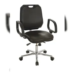 PROREGAL Belastbarer Arbeitsstuhl Arlington, großer Rückenlehne, Sitzneigeverstellung, Sitzhöhe 47-65cm, Kunstlederauflage, Aluminium-Fußkreuz, Rollen