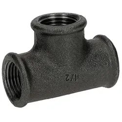 Temperguss Fitting schwarz T-Stück 1/2"