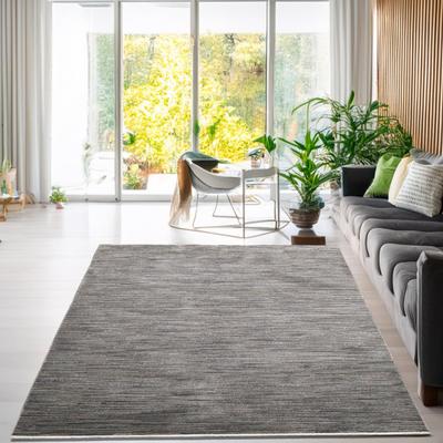 Teppich GINO FALCONE "Corduletta UNI", grau (dunkelgrau), B:180cm H:10mm L:280cm, Polypropylen, Teppiche, Teppich, Kurzflor, meliert, moderne Cord Struktur, mit Fransen