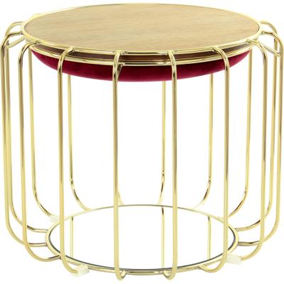 Beistelltisch KAYOOM "Pouf Comfortable 110, abnehmbares und wendbares Oberteil", rot (rot, gold, gold), B:50cm H:45cm T:50cm, Eisen, MDF, Samtbezug, Schaumstoff, Spiegel, Tische, Beistelltisch, praktisch umzuwandeln in Tisch oder Hocker, mit...