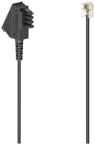 hama 00201148 Telefonkabel, TAE-F-Stecker - Modular-Stecker 6p4c, 10 m, Schwarz