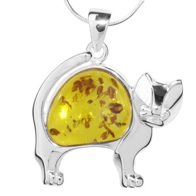 Kette mit Anhänger OSTSEE-SCHMUCK "Ostsee-Schmuck Kette mit Anhänger Katze Kette mit Anhänger Katze" Gr. 42, silber, Halsketten, Damen, 42cm, Silber 925 (Sterlingsilber), L: 42