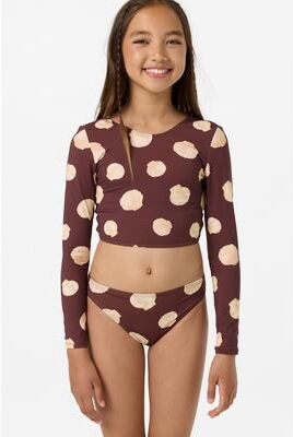 O'Neill s Camila Shell Long Sleeve Crop Top Set in Chocolate, Size 10, Elastane/Polyamide