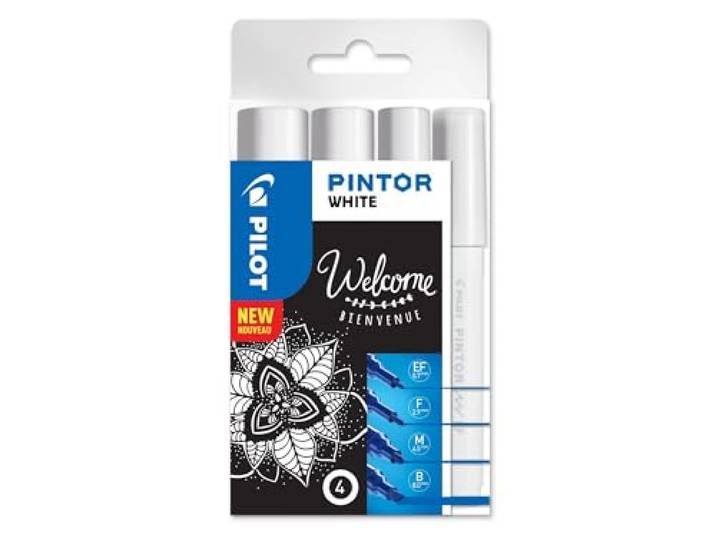 PILOT - 4 Pintor - Creatieve Marker - Wit - Extra Fijn, Fijn, Medium, Breed