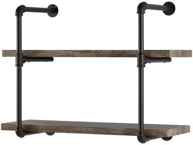 Danya B. 2-tier Industrial Pipe Wall Shelf