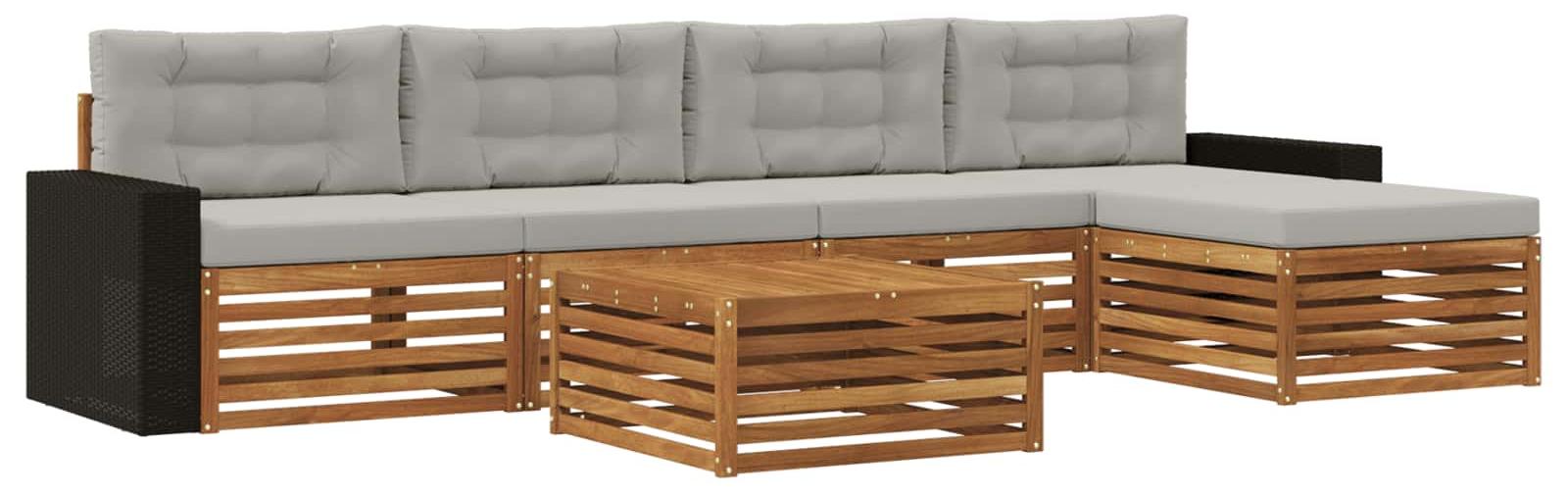 Outdoor-Sofagarnitur 6 pcs Natürlich und Hellgrau