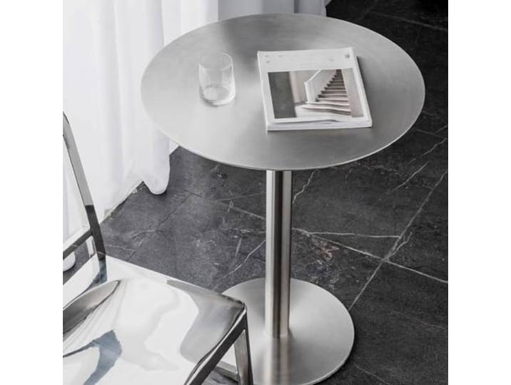 Bistrotisch Runder Bartisch Frühstückstisch 40 cm/50 cm Edelstahl-Tischplatte aus Stahl, Theken-Bistro-Pub-Tische mit Metallsockel, platzsparender Pub-Esstisch, einfach zu montieren (Größe: