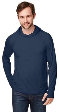 North End NE105 JAQ Stretch Performance Hooded Long Sleeve T-Shirt in Classic Navy Blue size 3XL   Polyester/Lycoell/Spandex