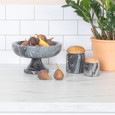 Storied Home "Marble Footed Bowl - 8.0""L x 8.0""W x 4.5""H"