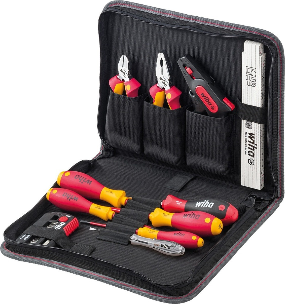 Wiha Gereedschapset voor elektriciens, 32-delig, rood/geel, inclusief tas