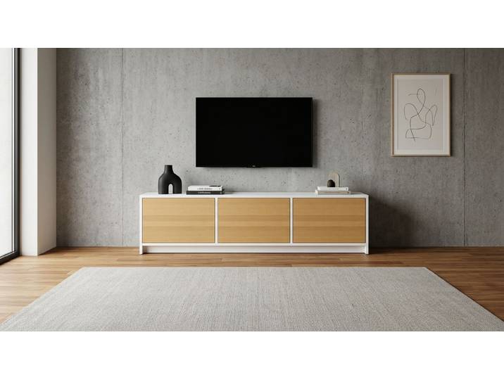 TV Lowboard nach Maß MDF Beschichtet MDF Weiß matt