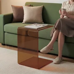 Beistelltisch Trölmapilu Glas 60x40x40 cm Braun [en.casa]