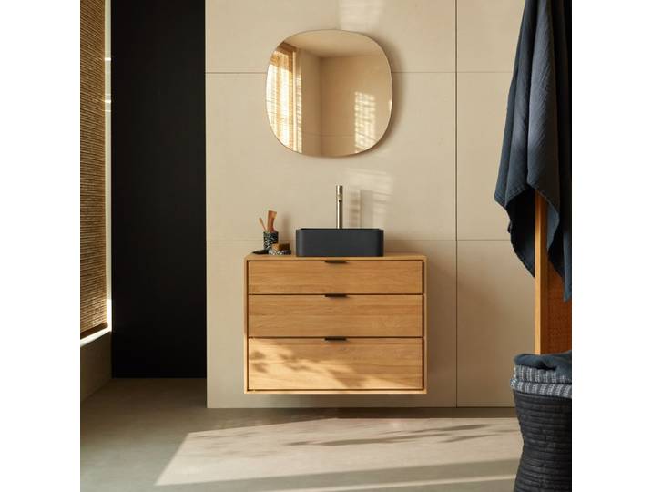 Badezimmermöbel aus massiver Eiche 80 cm Senson - Natur - Oak