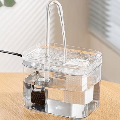 Inspire Curations CrystalFlow Smart Pet Fountain Transparent Automatic Circulating Water Dispenser For Cats & Dogs transparent