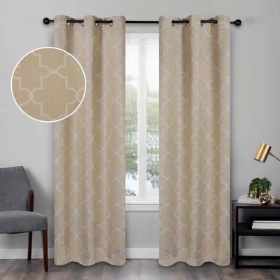 Superior Trellis Washable Room Darkening Curtains, Set of 2 Panels
