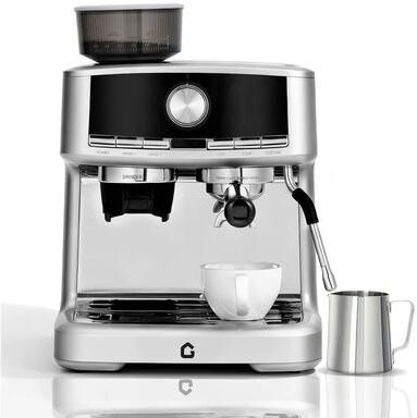 Garvee Semi-Automatic 20 Bar Coffee Machine with Built-in Grinder, Silver
